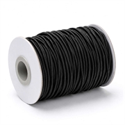 Elastisk gummisnor omviklet med nylon. Sort. 2 mm. 40 meter